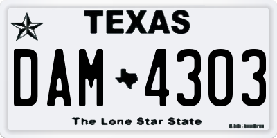 TX license plate DAM4303