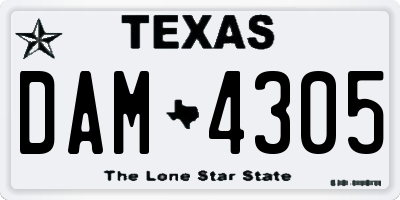 TX license plate DAM4305