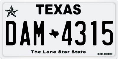 TX license plate DAM4315
