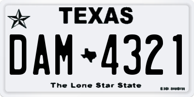TX license plate DAM4321