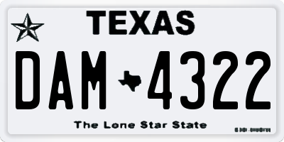 TX license plate DAM4322