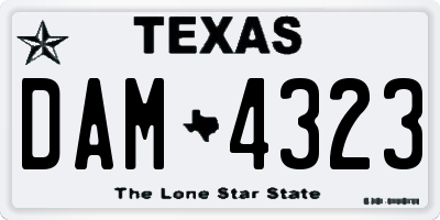 TX license plate DAM4323
