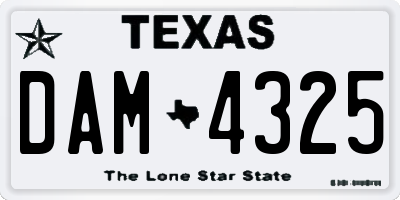 TX license plate DAM4325