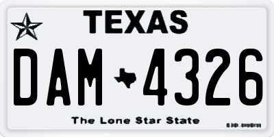 TX license plate DAM4326