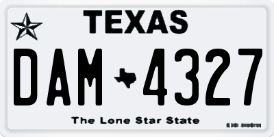 TX license plate DAM4327