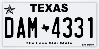 TX license plate DAM4331
