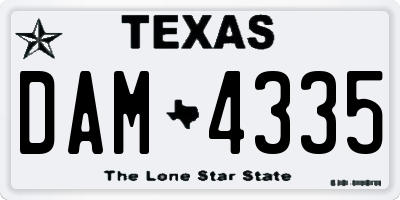 TX license plate DAM4335