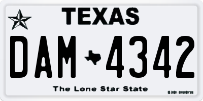 TX license plate DAM4342