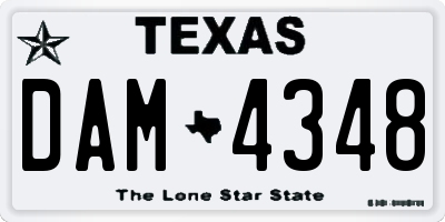 TX license plate DAM4348