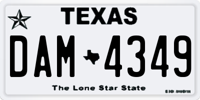 TX license plate DAM4349