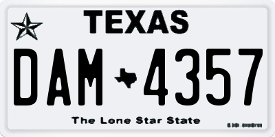TX license plate DAM4357