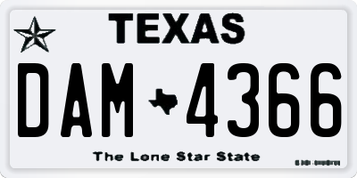 TX license plate DAM4366
