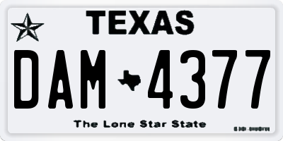 TX license plate DAM4377