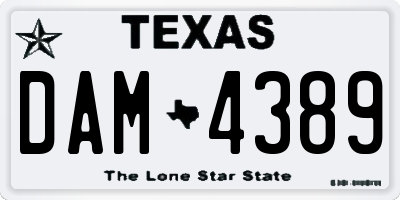 TX license plate DAM4389