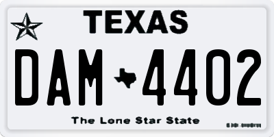 TX license plate DAM4402