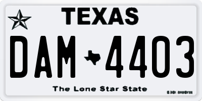 TX license plate DAM4403