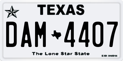 TX license plate DAM4407