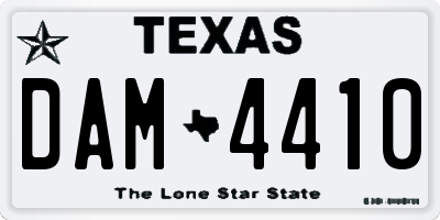TX license plate DAM4410