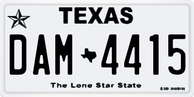 TX license plate DAM4415