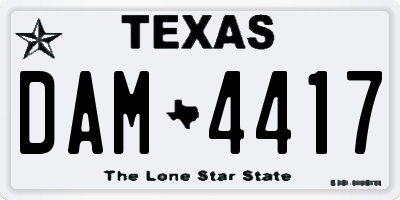 TX license plate DAM4417