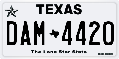 TX license plate DAM4420