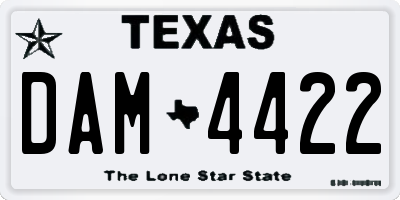 TX license plate DAM4422