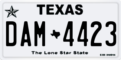 TX license plate DAM4423