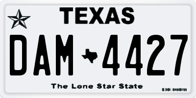 TX license plate DAM4427