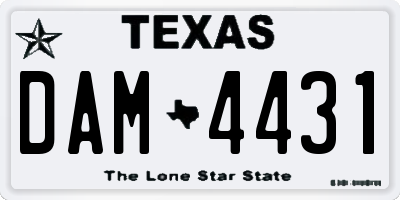 TX license plate DAM4431