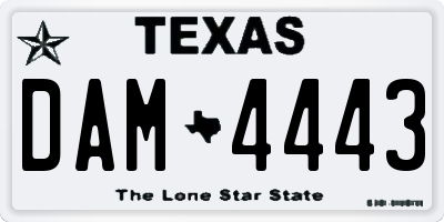 TX license plate DAM4443
