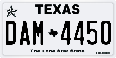 TX license plate DAM4450