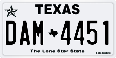 TX license plate DAM4451