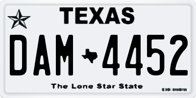 TX license plate DAM4452