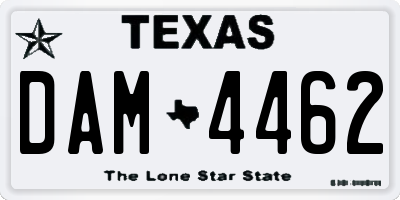 TX license plate DAM4462