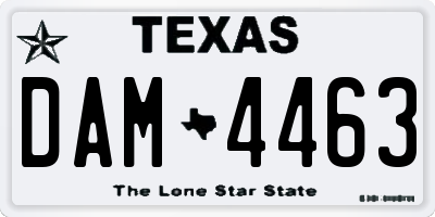 TX license plate DAM4463