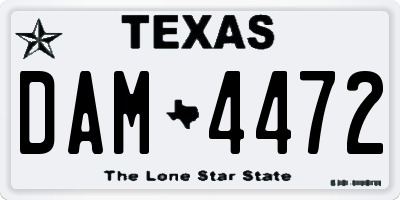 TX license plate DAM4472