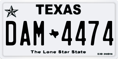TX license plate DAM4474