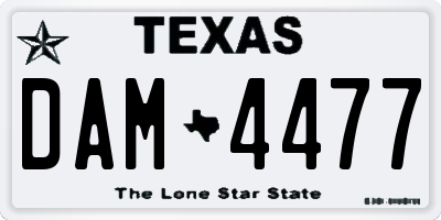 TX license plate DAM4477