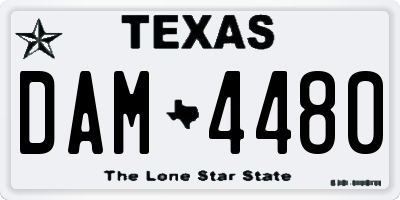 TX license plate DAM4480