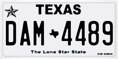 TX license plate DAM4489