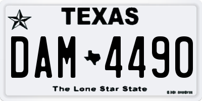 TX license plate DAM4490