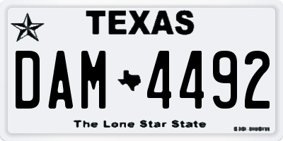 TX license plate DAM4492
