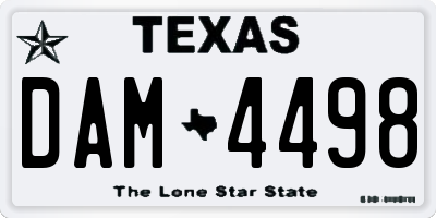 TX license plate DAM4498