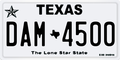 TX license plate DAM4500