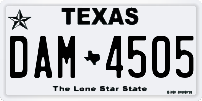 TX license plate DAM4505