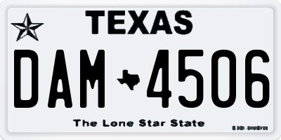 TX license plate DAM4506