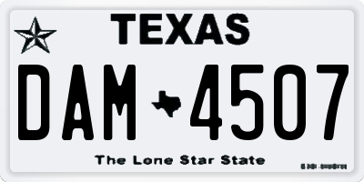 TX license plate DAM4507