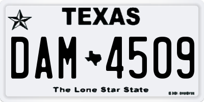 TX license plate DAM4509