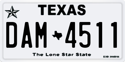 TX license plate DAM4511