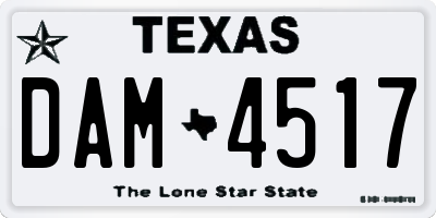 TX license plate DAM4517